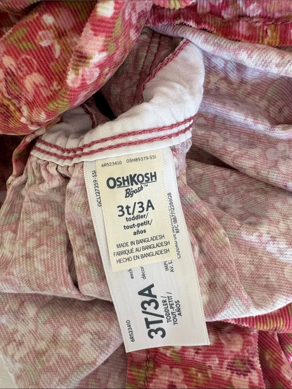 OshKosh B'gosh Rose Floral Corduroy Pinafore Overall Dress